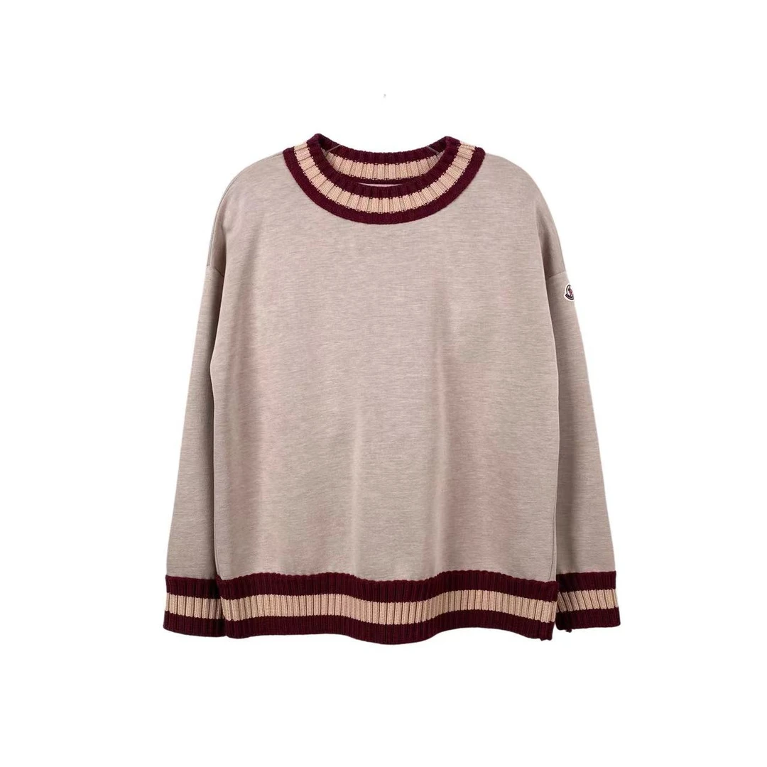 95新 MONCLER  pp零九四 再生纤维 烟灰粉圆领卫衣 L码 95新微瑕