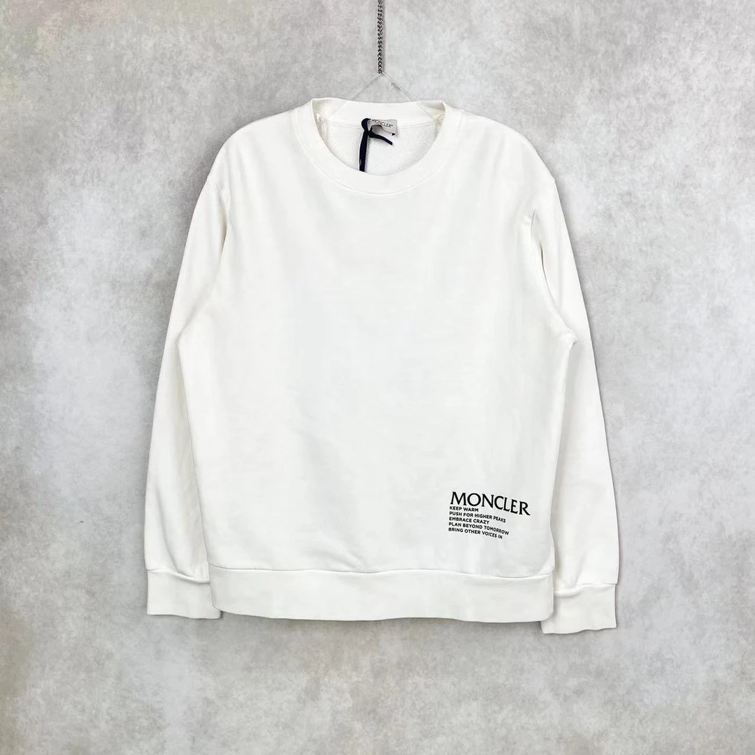 未使用 MONCLER 20071  棉 白色下摆logo卫衣 M码