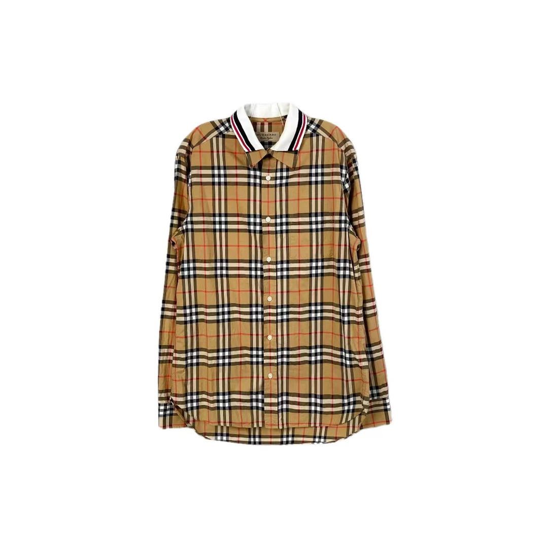 12421 Burberry 巴宝莉 领口彩条格纹衬衫 s码 4500 无配95新
