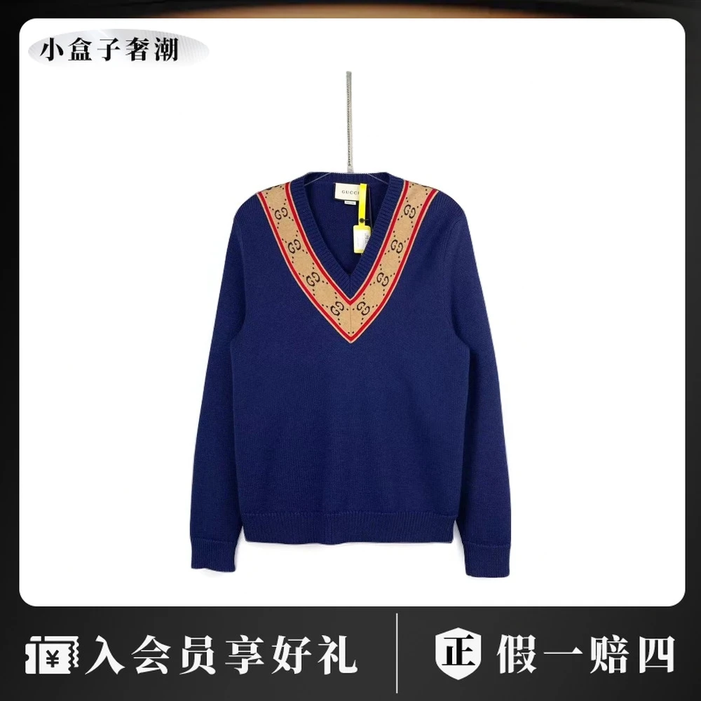 GUCCI/古驰22075  v领提花针织毛衣 S码