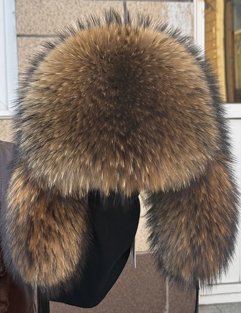 貉子毛帽子真毛男冬季护耳真皮草保暖貉子毛霸王帽防寒长毛东北帽