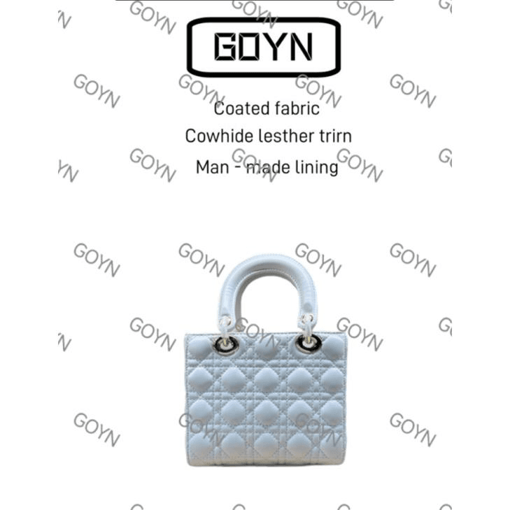 GOYN手工真皮女包手提哑光白色4格1015