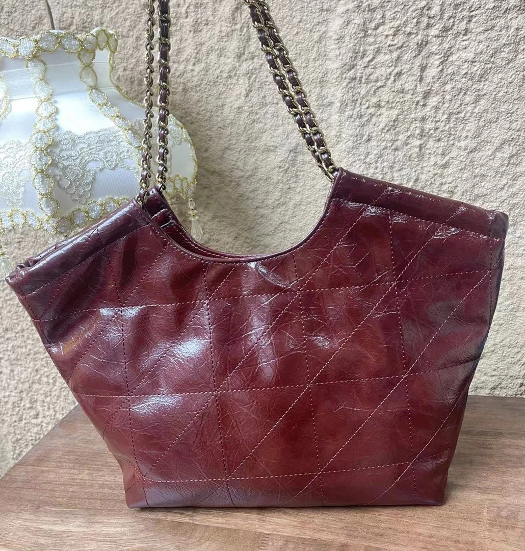 GOYN手工真皮女包阳  油蜡夹子托特 0372  红色   28cm