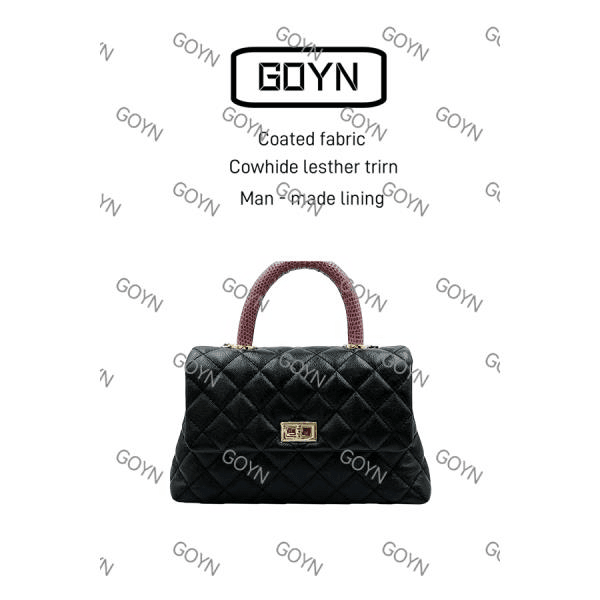 GOYN手工真皮女包鱼子酱豆黑色红手提包A 10105