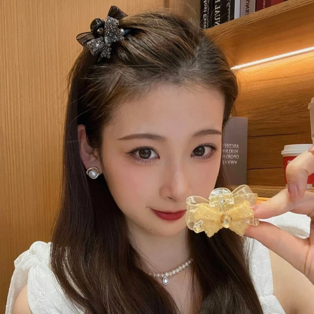 非金属亚克力发饰 【拍一发二】网红AB面蝴蝶结小号抓夹顶夹头饰ins