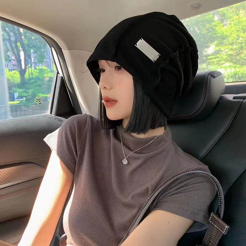 慵懒风小众百搭宽松堆堆帽女秋冬街拍显脸小包头帽双层护耳月子帽