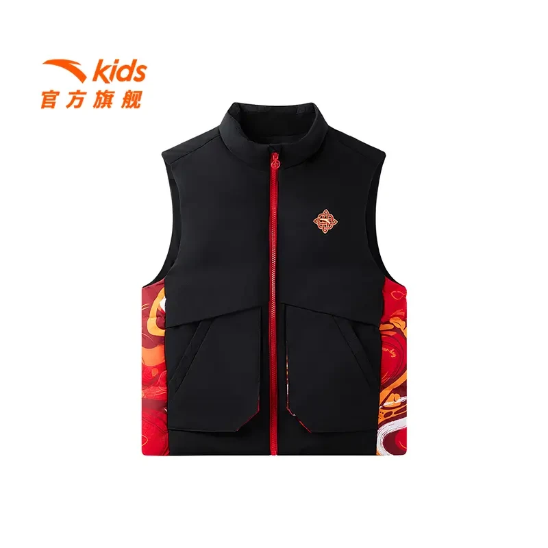 安踏儿童男大童羽绒马甲冬季新款舒适保暖青少年时尚新年款马甲潮