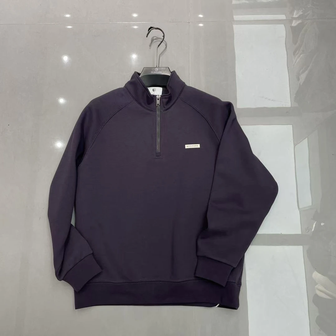 82007 男士加绒卫衣冬款加厚奥粒绒半拉链立领上衣