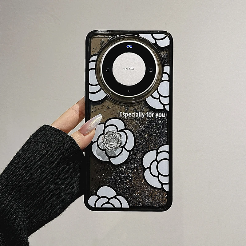 迪逗适用华为mate60pro手机壳新品防摔流沙上茶水花朵p70pro手链