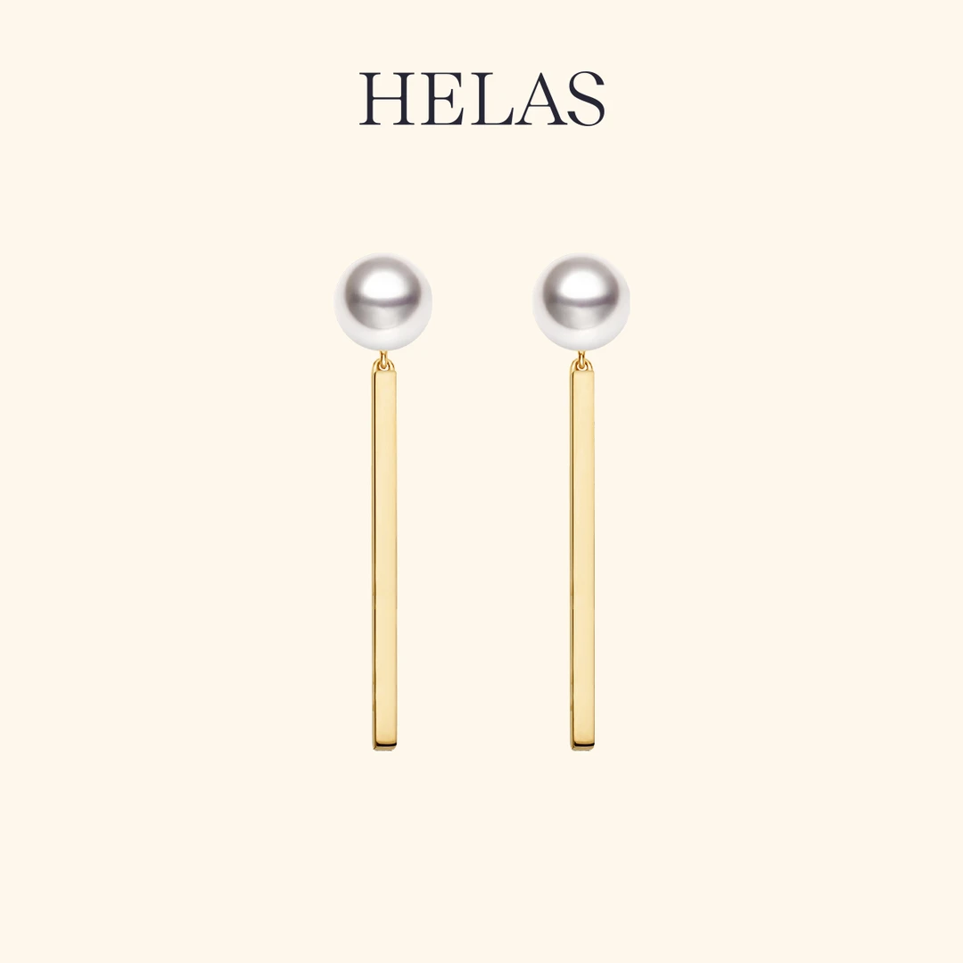 HELAS赫拉董洁同款音符高亮Akoya海水珍珠耳环女耳钉耳饰