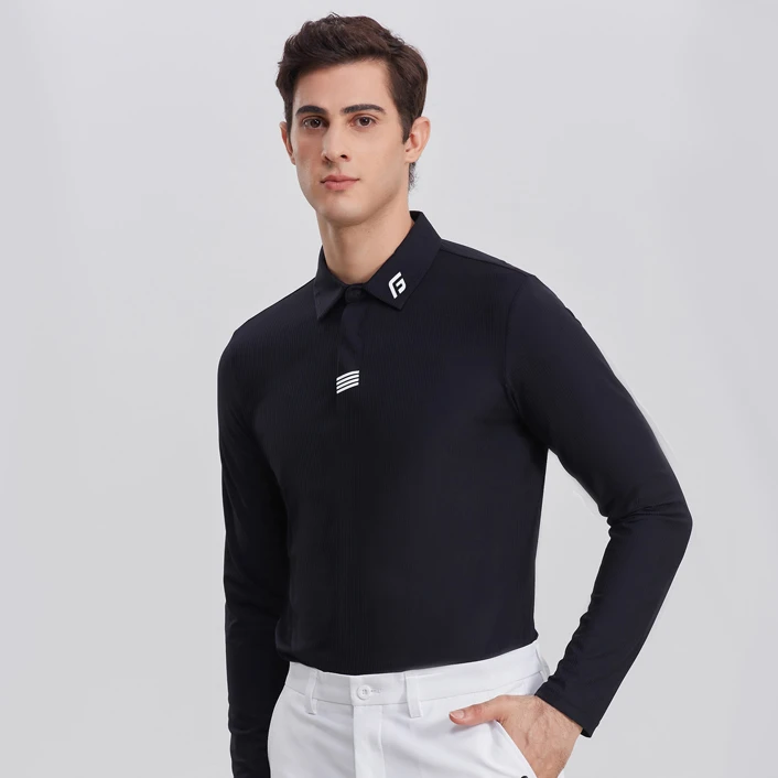 高尔夫运动男士长袖秋季翻领舒适polo男装GOLF弹力上衣男士服装