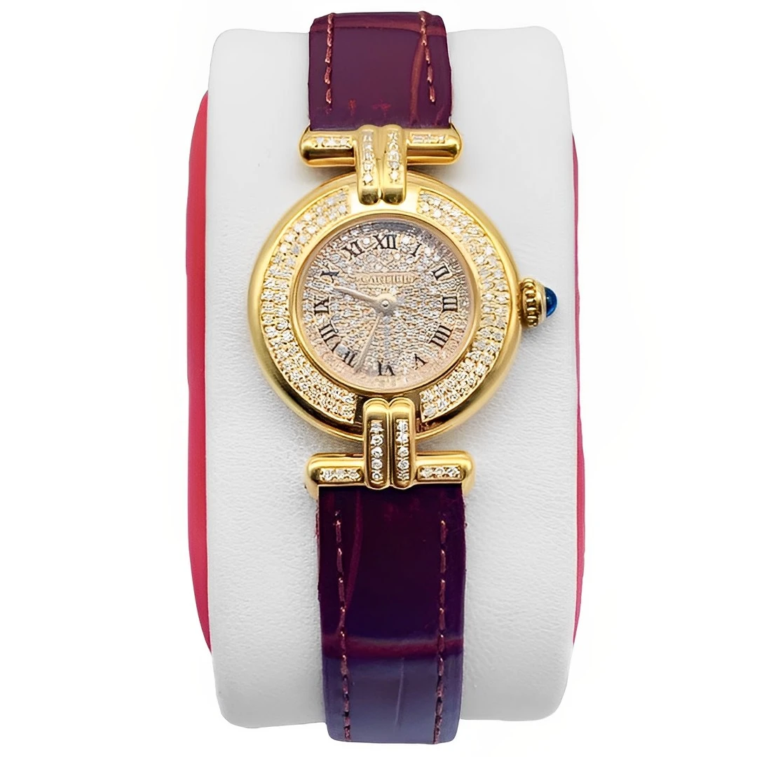95新 Cartier/卡地亚 24盘后镶钻石英女士手表时尚名表二手奢侈品