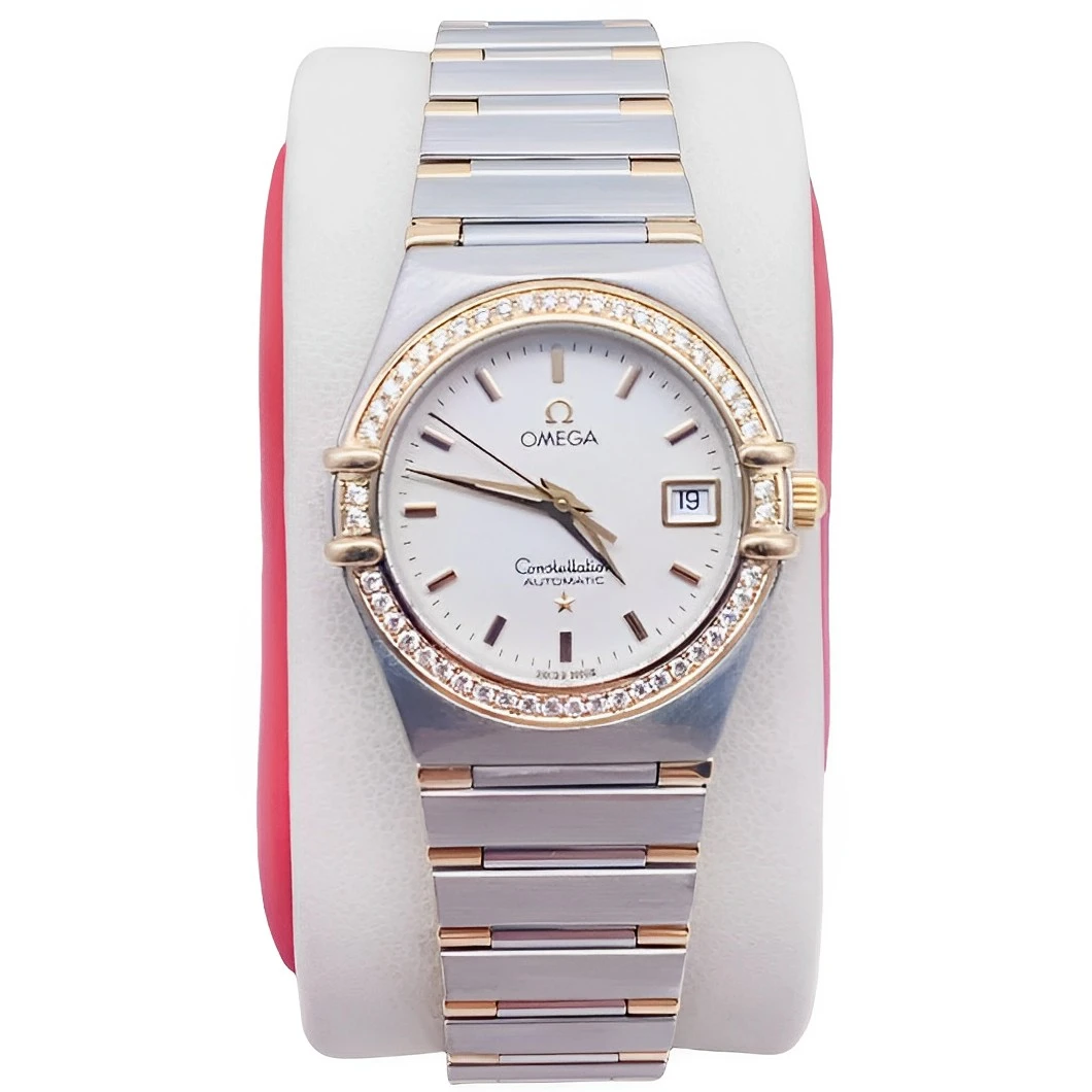 Omega/欧米茄95新27.5盘 欧米茄星座后镶钻18K间金自动机械女表