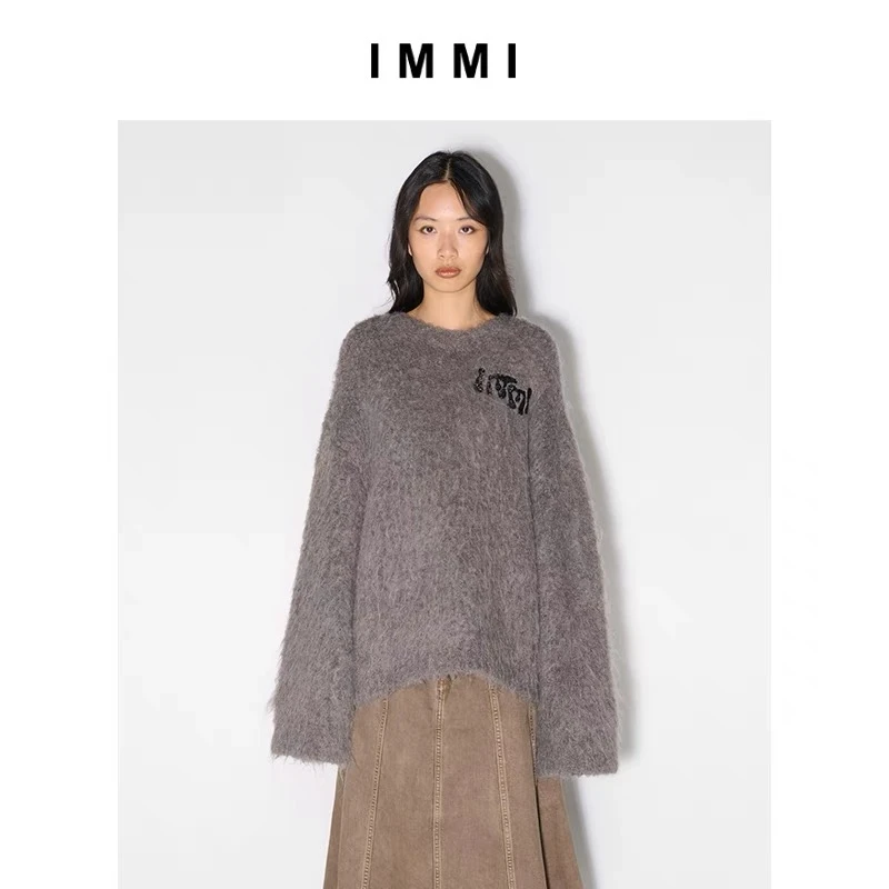 IMMI马海毛圈圈纱钉珠套头毛衣