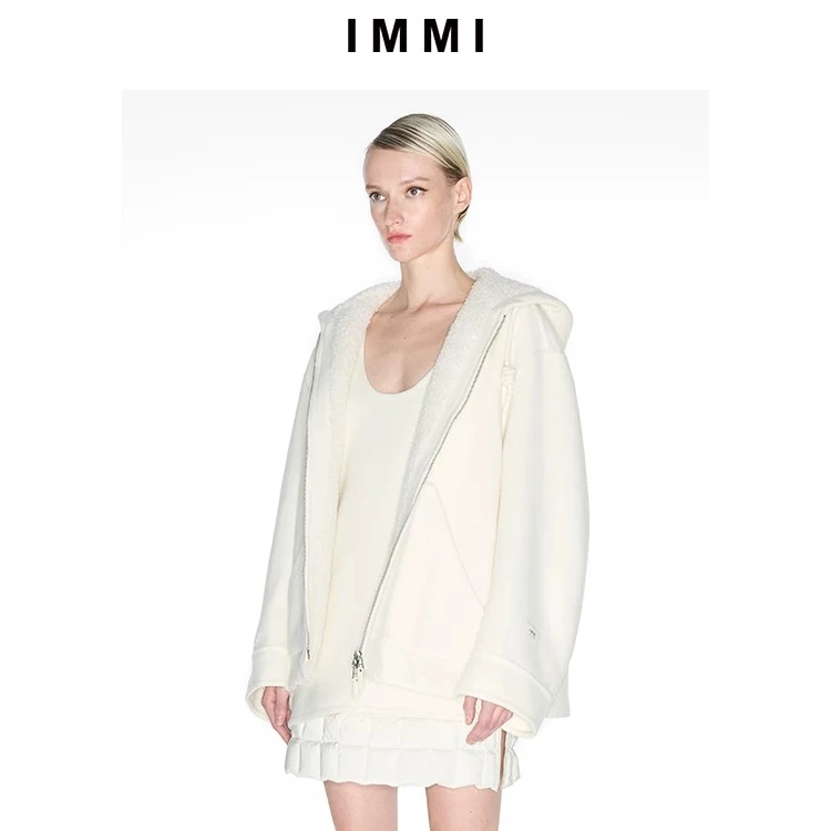 IMMI双面呢连帽卫衣式夹克