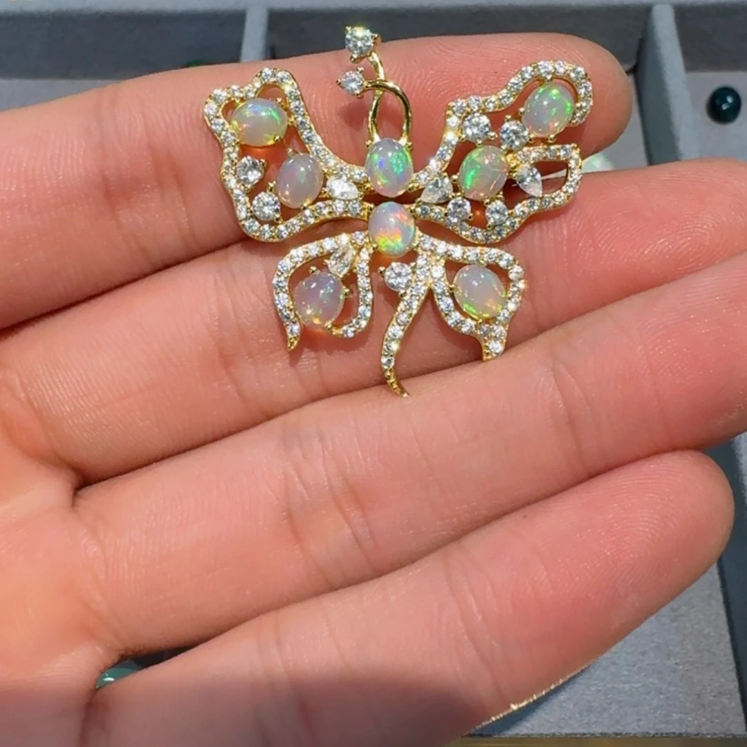 【闪购商品】欧泊胸针银S925镶嵌J****玉