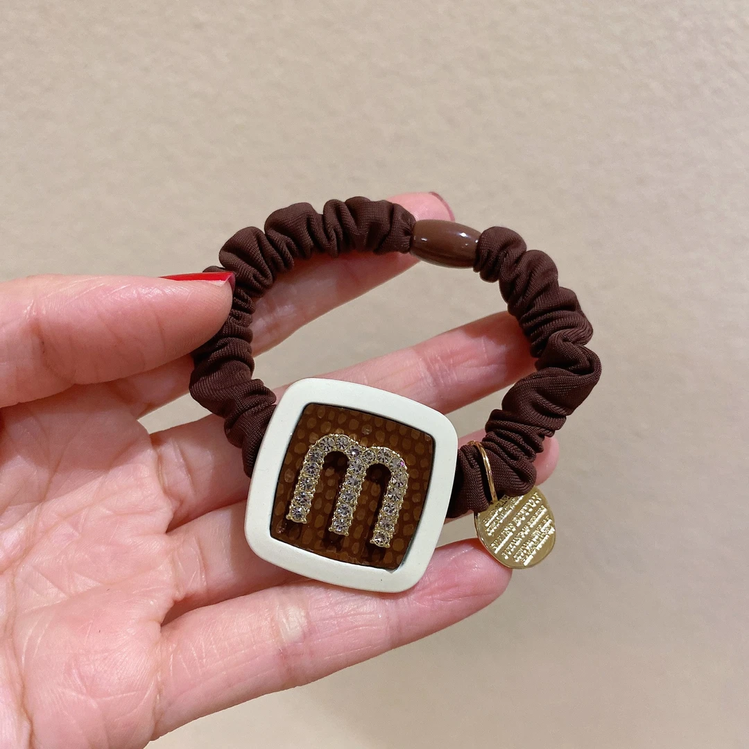 合金布艺发饰 字母m发绳头饰简约扎马尾头绳网红百搭发饰批发