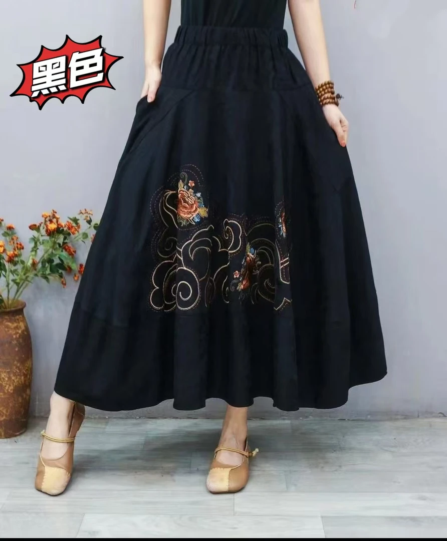 8810刺绣大摆半裙