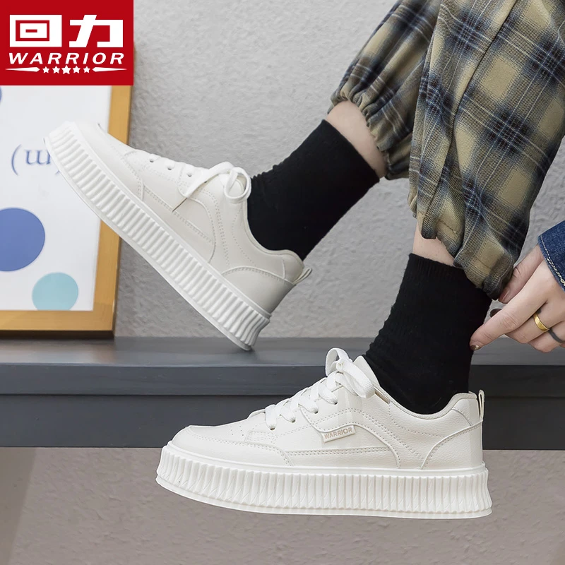 Warrior/回力女鞋2024春季厚底饼干小白鞋子百搭休闲板鞋厚底2252