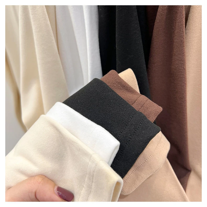 半高领杏色德绒打底衫上衣女秋冬加厚保暖内搭修身百搭长袖t恤