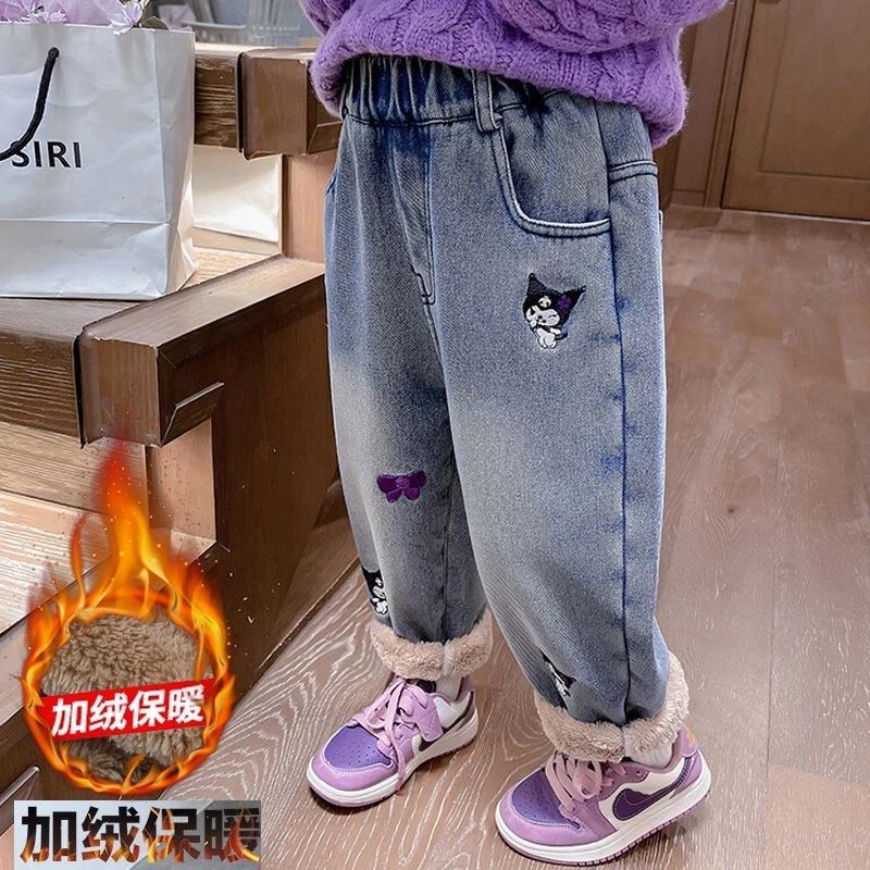 儿童大童秋冬款宽松休闲女童冬季牛仔裤加厚宝宝韩版保暖洋气外穿