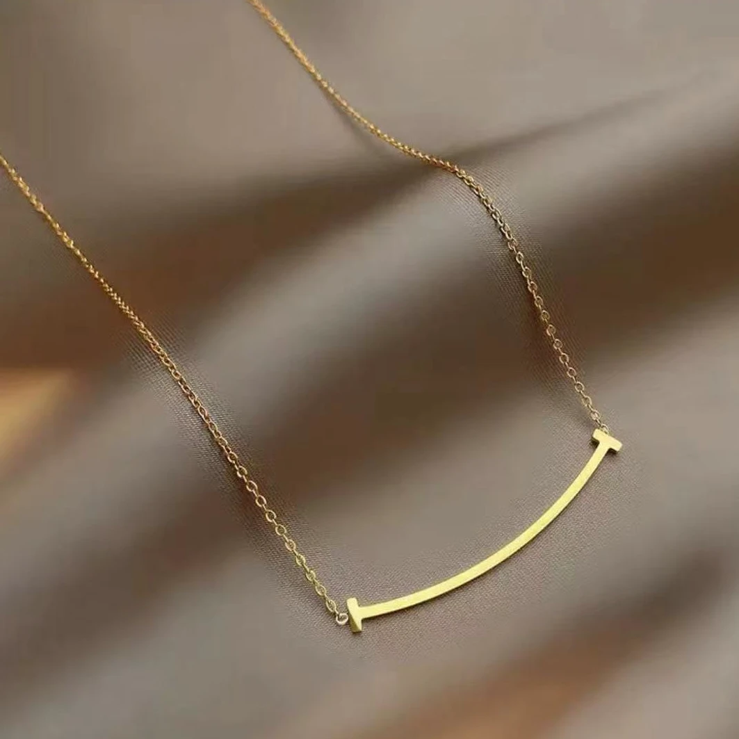 合金项链 X015微笑时尚百搭小众金色不掉色潮流个性简约设计感