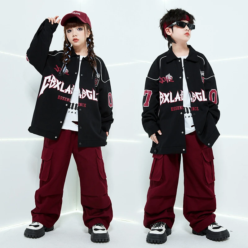 盛街舞儿童潮服嘻哈机车服夹克男童套装hiphop童装炸街演出服走秀