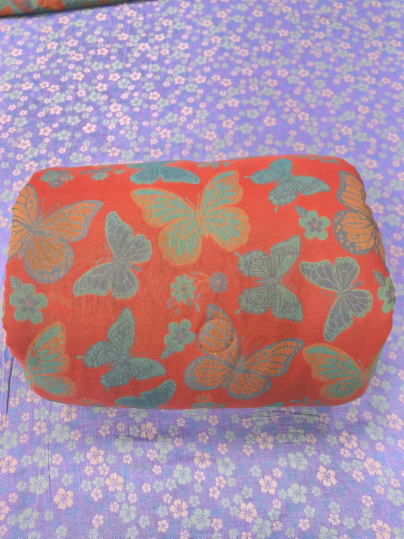 加厚橘色蝴蝶小号双层纱被1.2x1.5