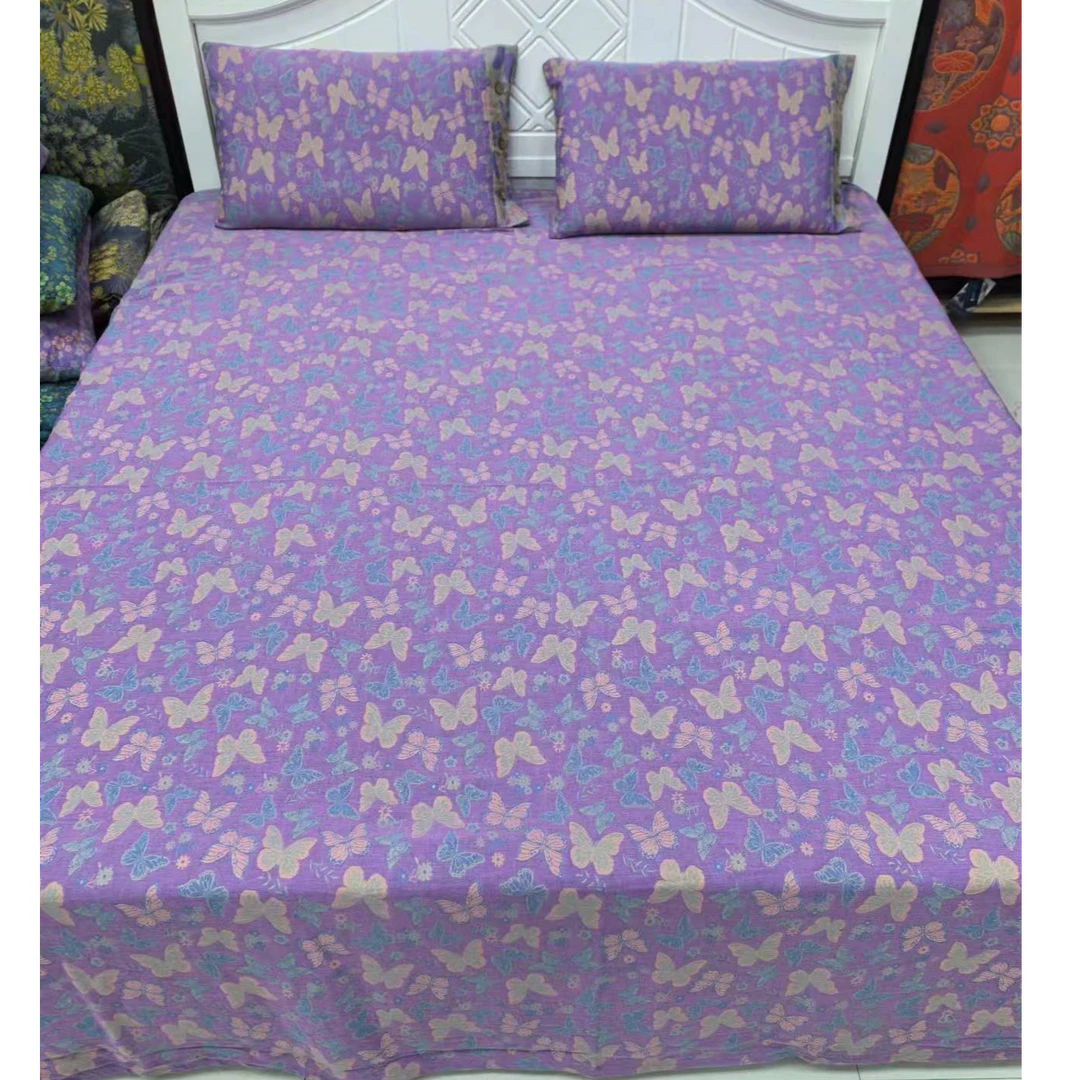 新款紫色蝴蝶双层纱床单（2.4x2.5）