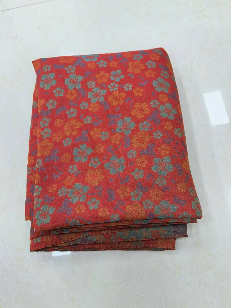 大号布头橘色小花双层纱布头（2.0*2.4）