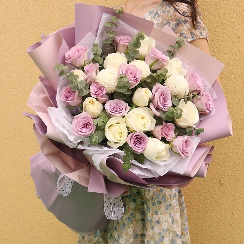 紫玫瑰花束鲜花订购同城配送送女友闺蜜朋友生日礼物表白附近花店