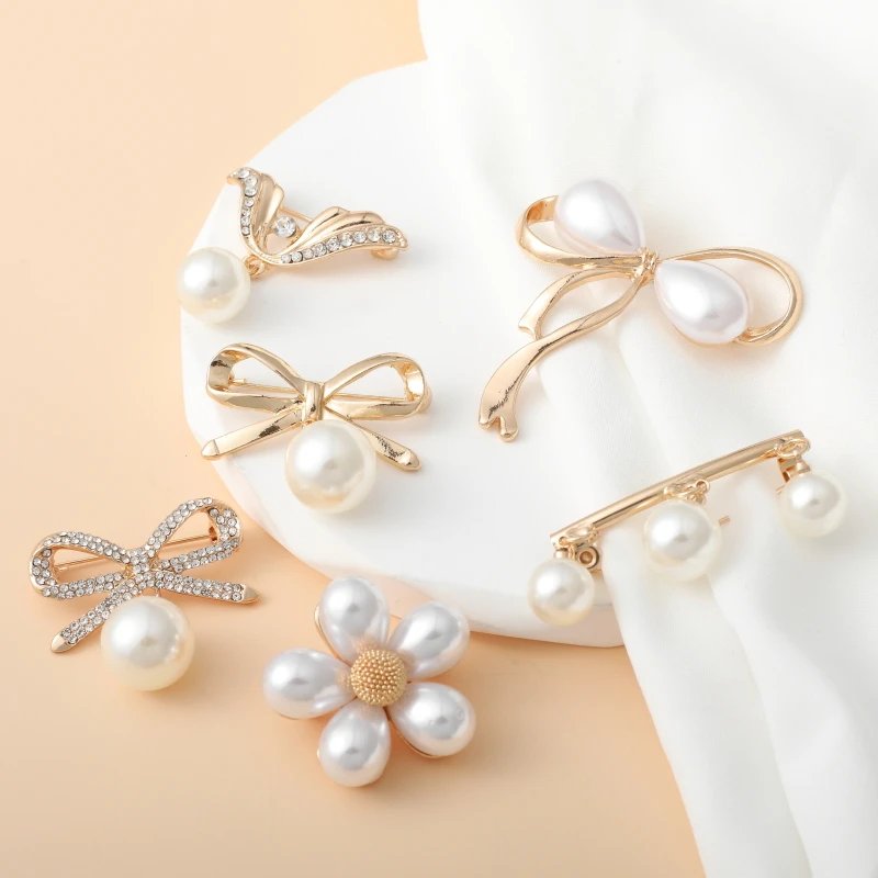 防走光胸针领口收腰珍珠水晶别针大气优雅高档固定衣服扣针配饰女