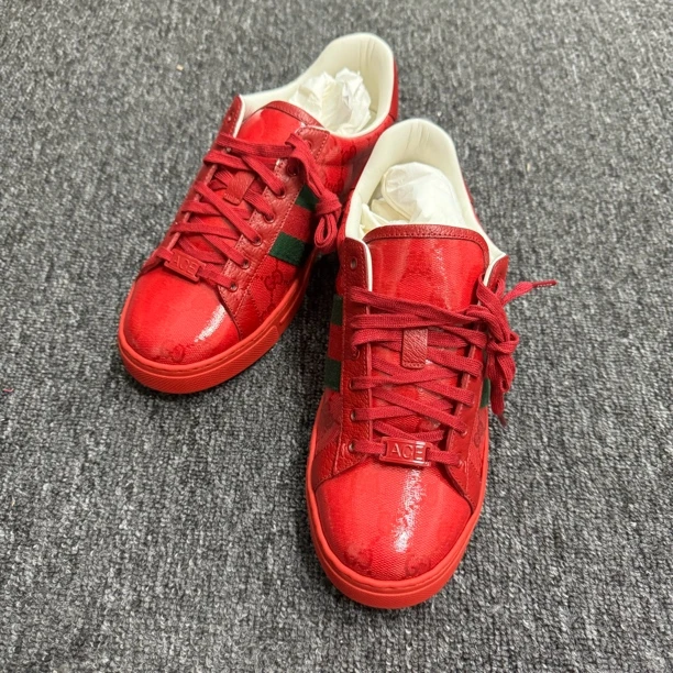 Gucci/古驰/40.5码/Ace/红色果冻老花满印板鞋/全新未使用/