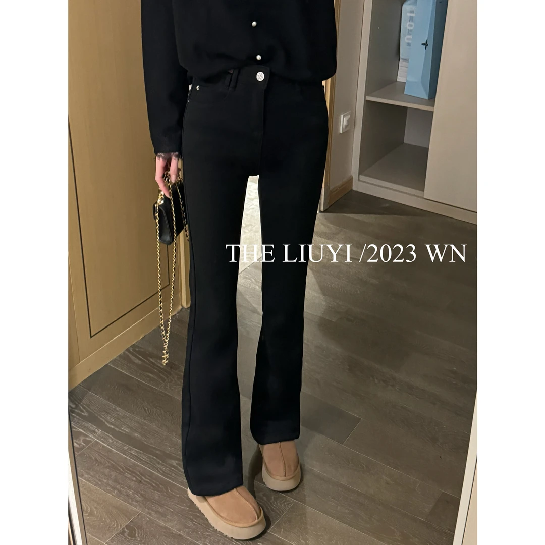 【LIUYI】人鱼裤～加绒高腰显瘦牛仔喇叭裤312104