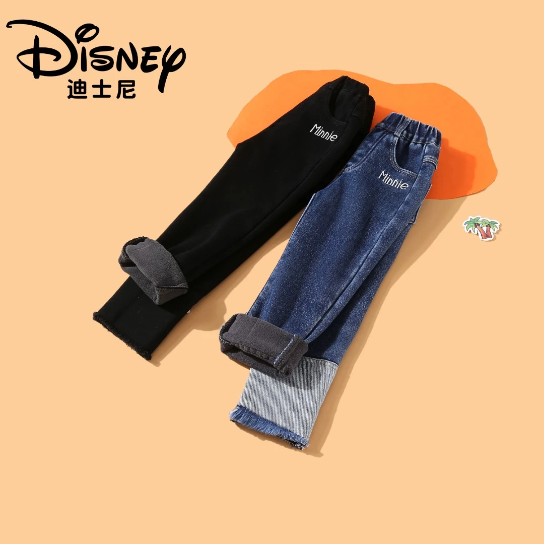 【CJ】Disney/迪士尼秋冬XCQ3NK969加绒牛仔裤儿童裤女童大童加厚