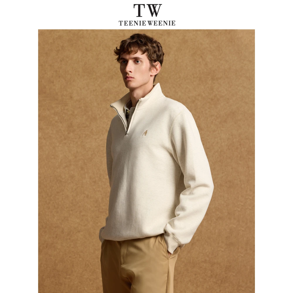TeenieWeenie小熊男装卫衣2024秋季新款半拉链休闲时髦套头上衣男