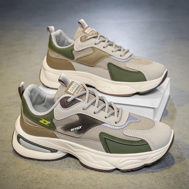 2024男鞋夏季透气百搭防臭耐磨网面运动休闲厚底青少年老爹潮鞋