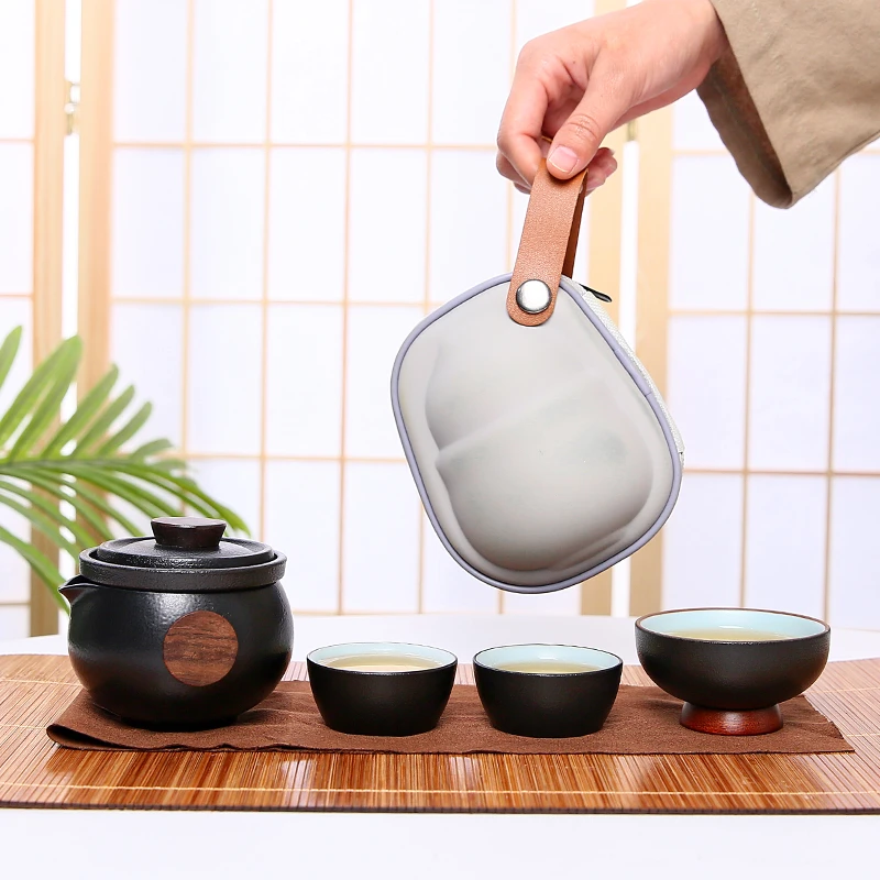 旅游便携式茶壶旅行日式车载户外露营创意简约陶瓷轻奢防烫快客杯