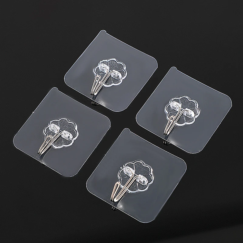 【3.99元到手30个】挂钩强力粘胶免打孔墙壁承重无痕透明厨房挂钩贴