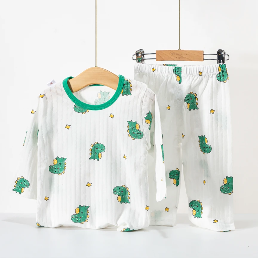 G093儿童纯棉套装夏季新款宝宝七分袖家居服睡衣男女童薄款空调服