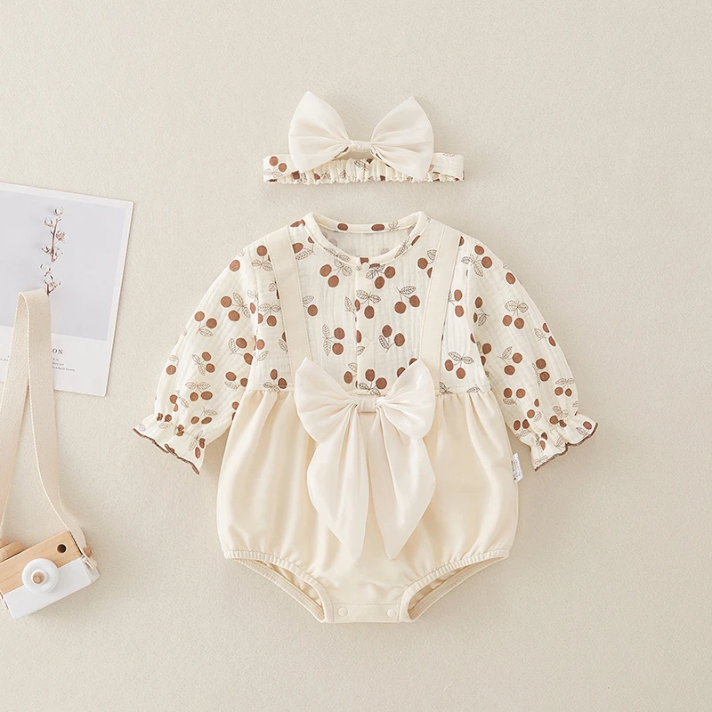 婴儿秋款包屁衣新生儿春秋装衣服女宝宝超萌洋气满月百天周岁服