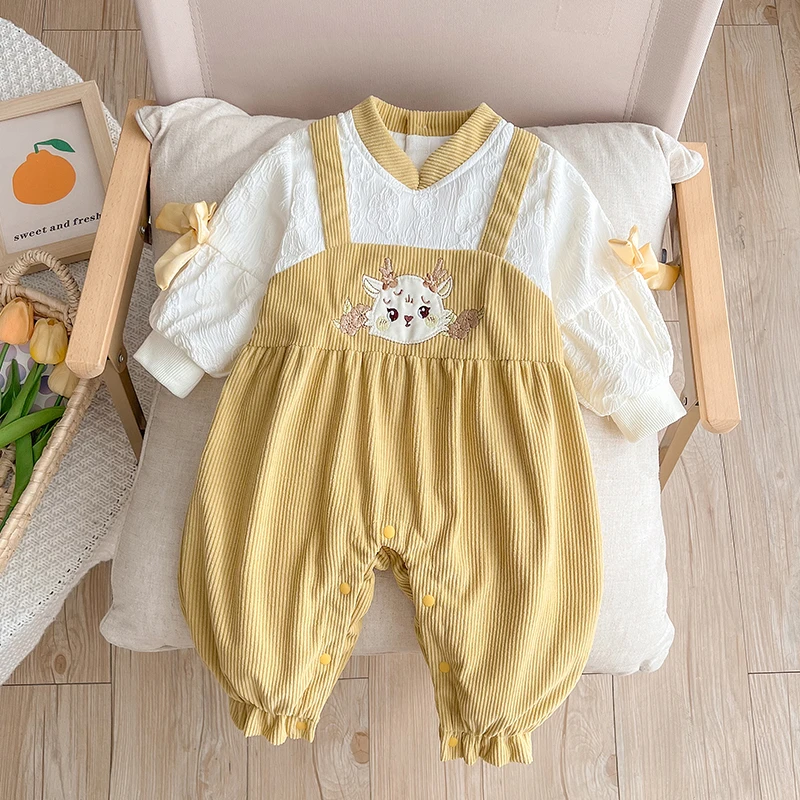 2025婴儿新款秋款连体衣新生儿宝宝洋气春秋季衣服满月百天外出服