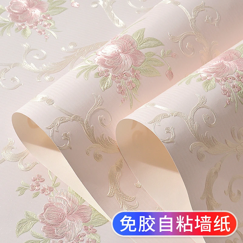 欧式田园3D自粘墙纸温馨卧室装饰贴纸客厅立体电视背景墙房间壁纸