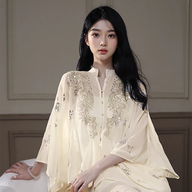 【南洋贵妇】设计感亮片刺绣百搭国风气质春夏套装HT868