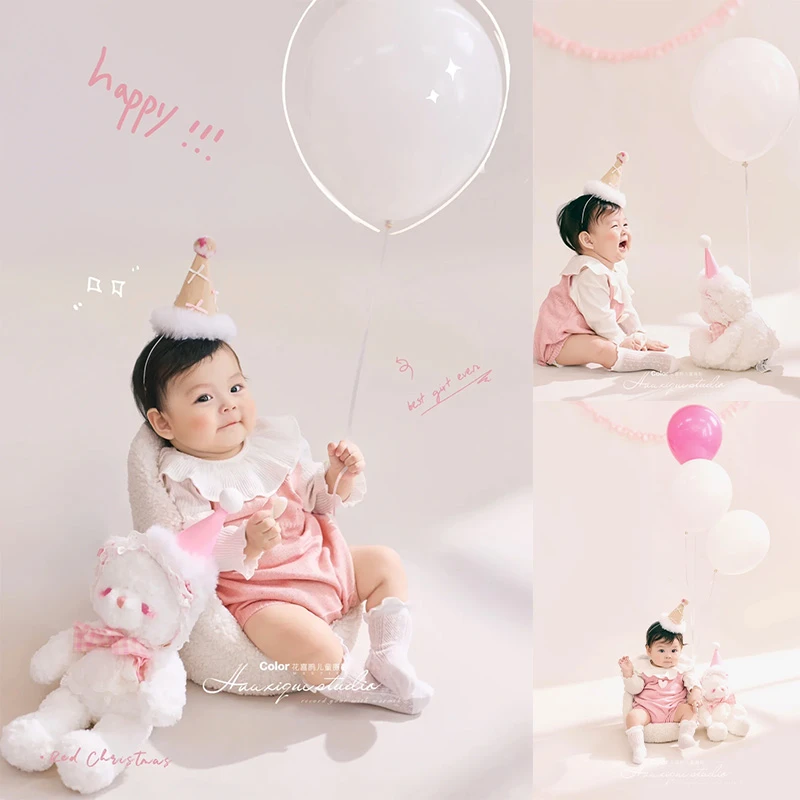 圣诞节粉色新年元旦周岁照拍摄衣服婴儿宝宝满月照百天照拍摄服装