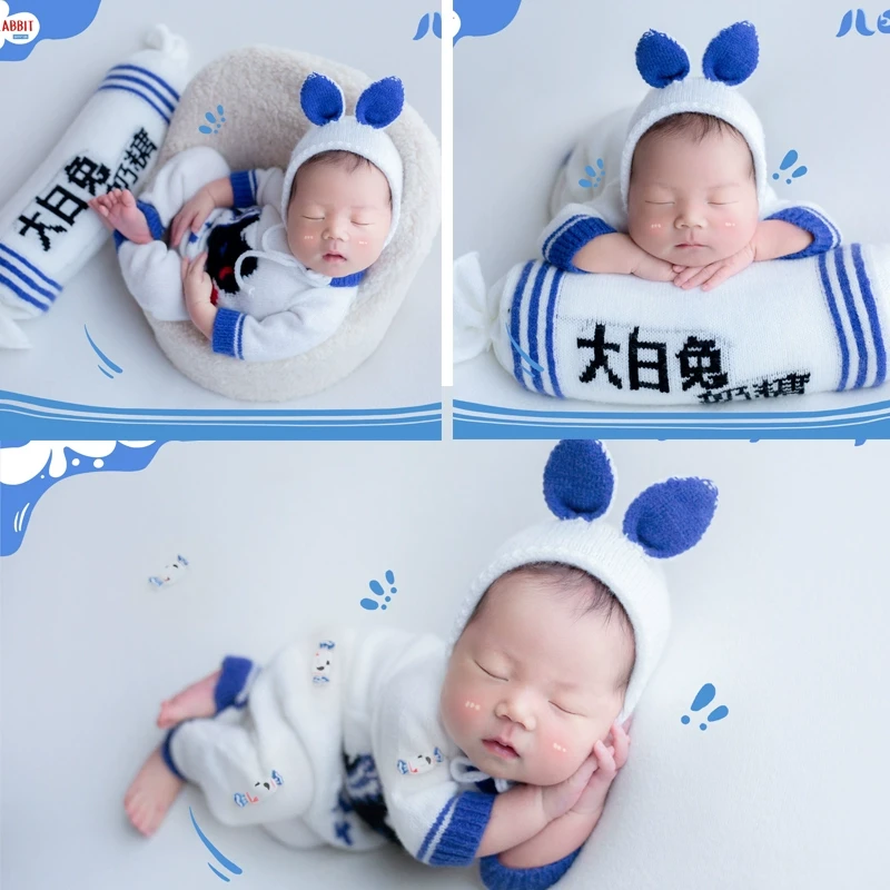 兔宝宝兔子满月拍照道具衣服月子照在家拍婴儿宝宝新生儿摄影服装