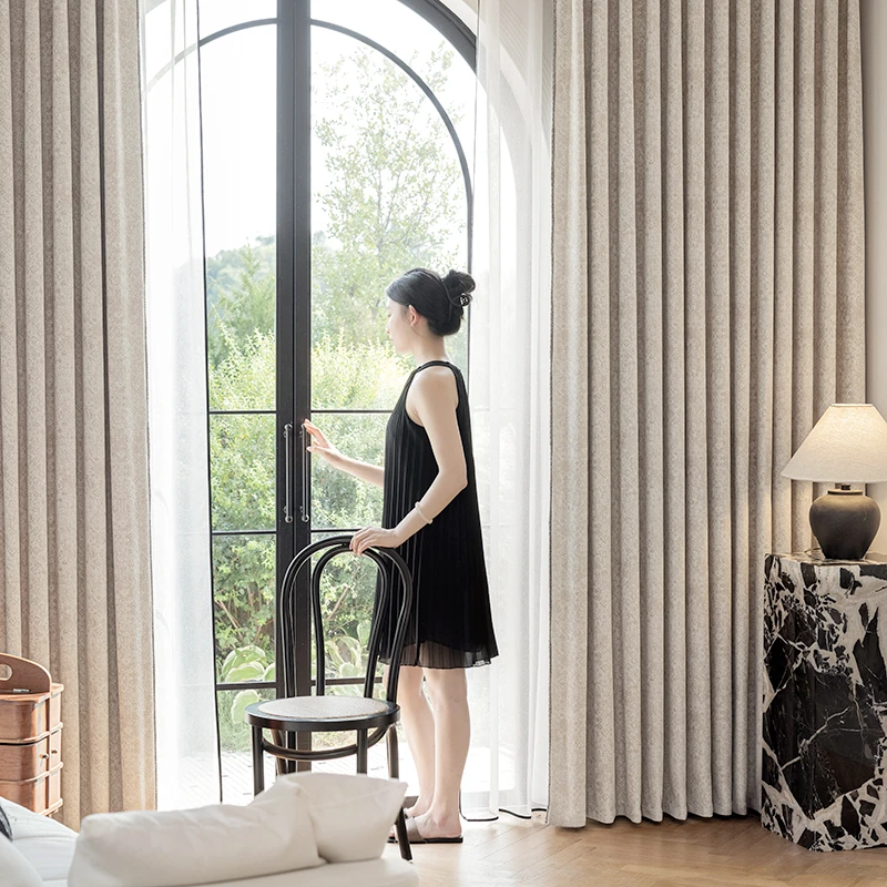 法式复古雪尼尔加厚高级感定制卧室客厅窗帘遮光时尚大气简约xg