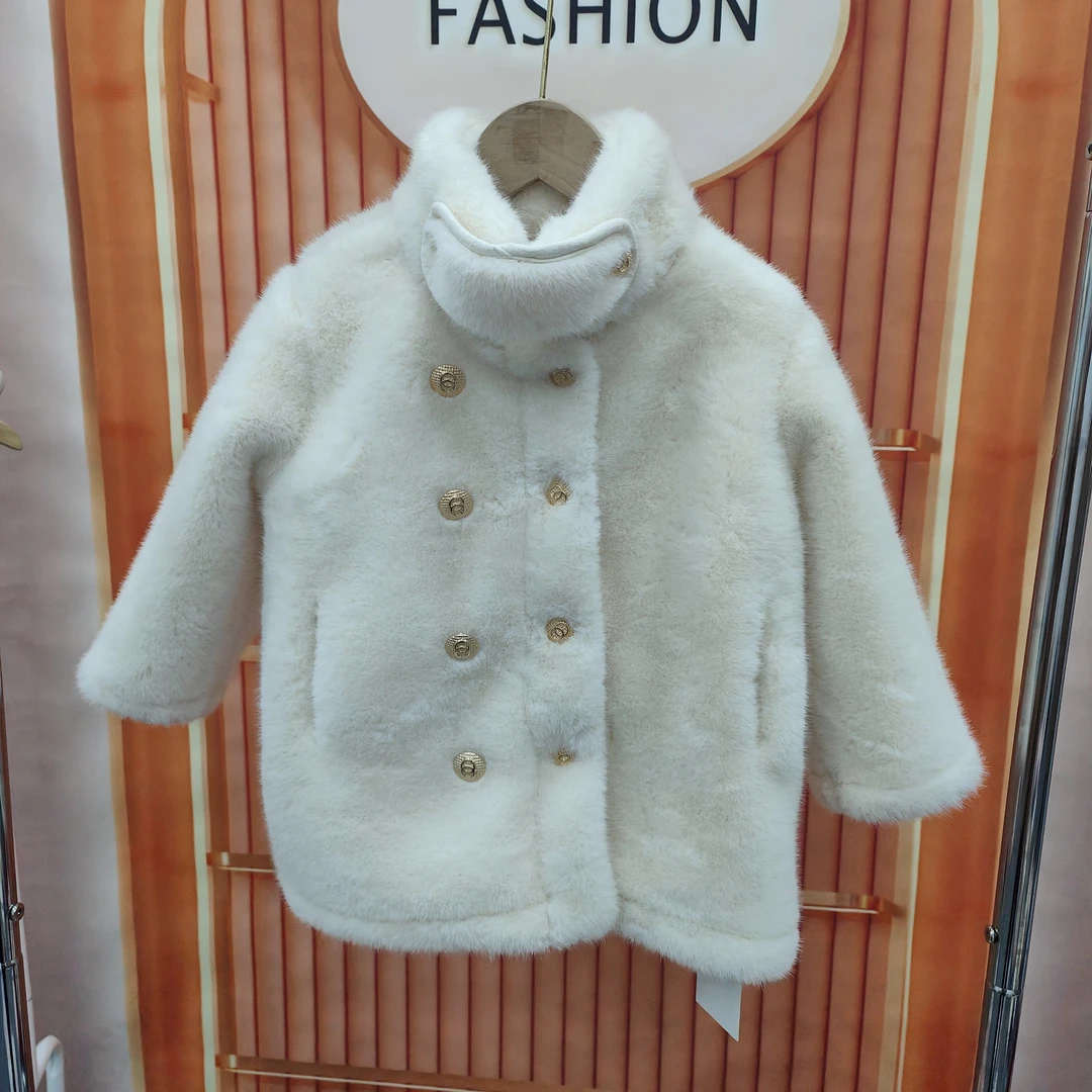 孤品0117号白色女童中长款毛毛衣