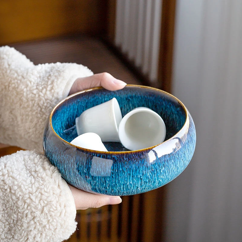 大号陶瓷茶洗有盖水洗家用小号水盂笔洗茶具配件特大洗茶杯盆器皿