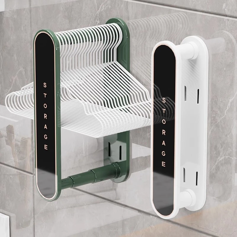 可伸缩衣架收纳神器免打孔家用阳台壁挂晾衣架置物衣撑存放收纳架